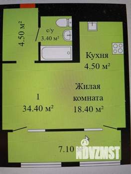 Студия квартира, вторичка, 34м2, 7/17 этаж