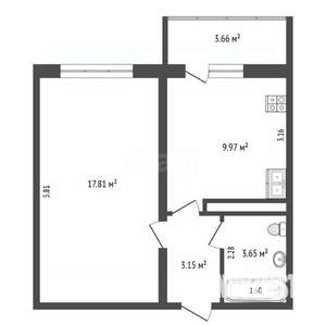 1-к квартира, вторичка, 36м2, 14/19 этаж