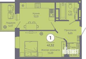 1-к квартира, вторичка, 41м2, 8/24 этаж