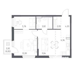1-к квартира, вторичка, 46м2, 12/17 этаж