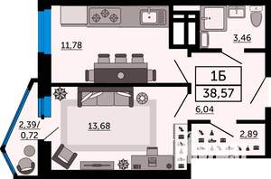 1-к квартира, вторичка, 39м2, 10/24 этаж