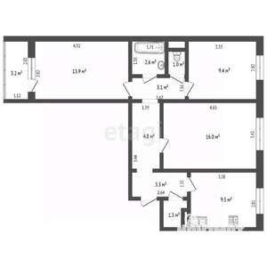 3-к квартира, вторичка, 66м2, 6/10 этаж
