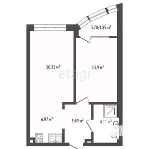 1-к квартира, вторичка, 50м2, 4/30 этаж