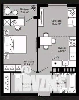 2-к квартира, вторичка, 41м2, 9/10 этаж
