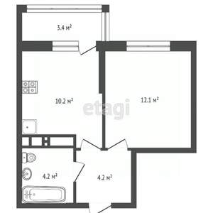 1-к квартира, вторичка, 32м2, 3/16 этаж