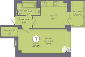1-к квартира, вторичка, 39м2, 3/24 этаж