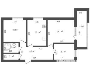 3-к квартира, вторичка, 64м2, 11/14 этаж