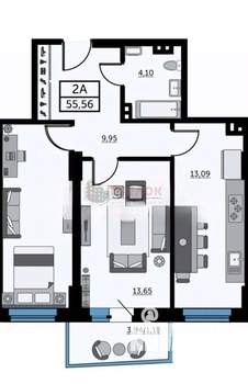 2-к квартира, вторичка, 55м2, 5/25 этаж