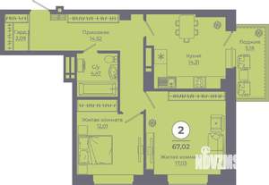 2-к квартира, вторичка, 68м2, 2/24 этаж