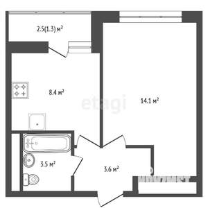 1-к квартира, вторичка, 31м2, 3/9 этаж