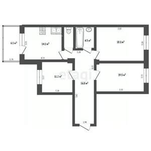 3-к квартира, вторичка, 86м2, 1/4 этаж