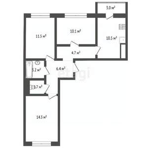 3-к квартира, вторичка, 64м2, 13/17 этаж