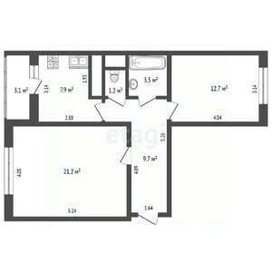 2-к квартира, вторичка, 57м2, 13/18 этаж