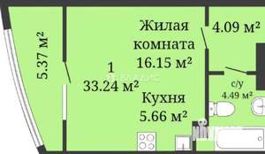 Студия квартира, вторичка, 36м2, 24/25 этаж