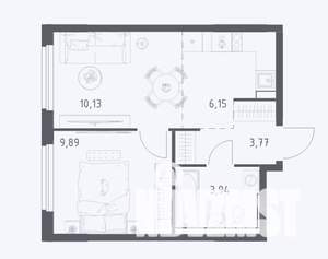 1-к квартира, строящийся дом, 34м2, 3/15 этаж
