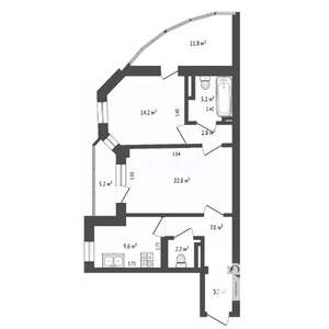 2-к квартира, вторичка, 68м2, 14/16 этаж
