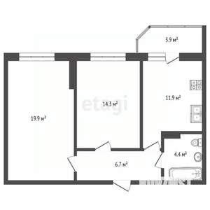 2-к квартира, вторичка, 62м2, 9/10 этаж