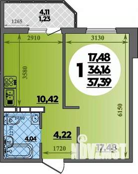 1-к квартира, вторичка, 37м2, 5/17 этаж