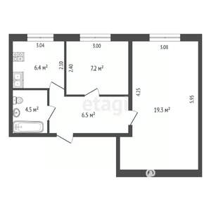2-к квартира, вторичка, 44м2, 2/5 этаж