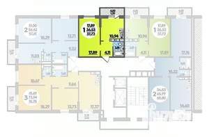 1-к квартира, строящийся дом, 38м2, 19/21 этаж