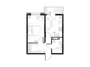 1-к квартира, вторичка, 36м2, 20/25 этаж