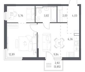 1-к квартира, вторичка, 46м2, 11/17 этаж