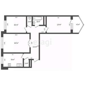 3-к квартира, вторичка, 67м2, 8/10 этаж