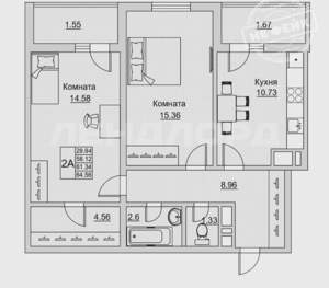 2-к квартира, вторичка, 65м2, 9/25 этаж