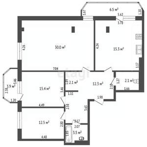 3-к квартира, вторичка, 110м2, 8/19 этаж