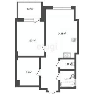 2-к квартира, вторичка, 60м2, 8/24 этаж