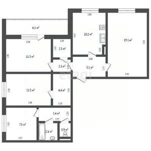 4-к квартира, вторичка, 83м2, 8/10 этаж