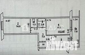 2-к квартира, вторичка, 51м2, 5/10 этаж