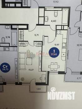 1-к квартира, вторичка, 38м2, 15/25 этаж