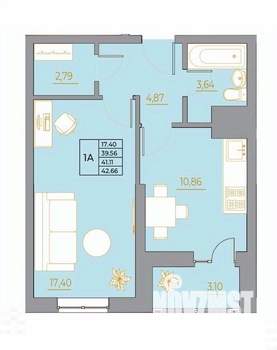 1-к квартира, вторичка, 43м2, 15/22 этаж