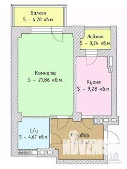 1-к квартира, вторичка, 46м2, 6/19 этаж