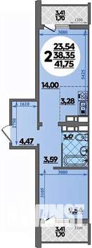 2-к квартира, вторичка, 42м2, 6/17 этаж