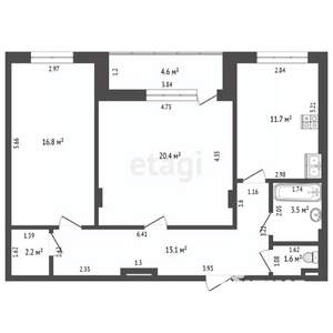 2-к квартира, вторичка, 69м2, 8/10 этаж