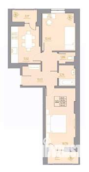 2-к квартира, вторичка, 66м2, 4/22 этаж