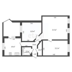 3-к квартира, вторичка, 63м2, 1/3 этаж