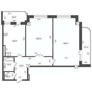 2-к квартира, вторичка, 63м2, 16/19 этаж