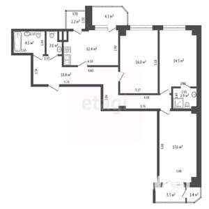 3-к квартира, вторичка, 95м2, 14/19 этаж