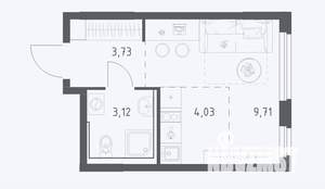 Студия квартира, строящийся дом, 21м2, 6/15 этаж