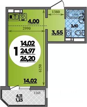 Студия квартира, строящийся дом, 26м2, 9/17 этаж