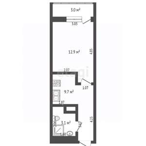 Студия квартира, вторичка, 26м2, 12/17 этаж