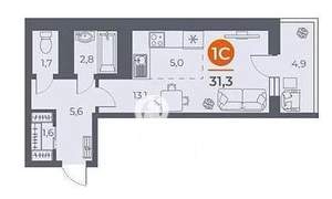 Студия квартира, вторичка, 31м2, 12/17 этаж
