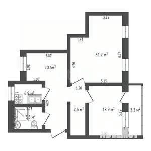 3-к квартира, вторичка, 89м2, 2/5 этаж