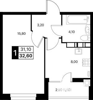 1-к квартира, вторичка, 33м2, 10/12 этаж