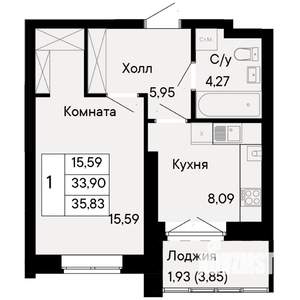 1-к квартира, вторичка, 36м2, 6/8 этаж