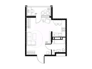 Студия квартира, вторичка, 28м2, 10/25 этаж