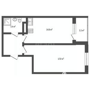 1-к квартира, вторичка, 43м2, 12/19 этаж